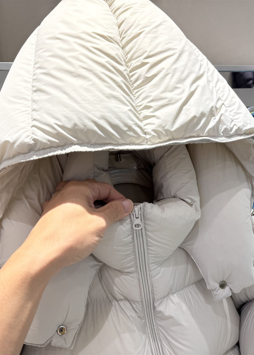 Beige Loose Warm Duck Down Winter Coats Hooded Winter