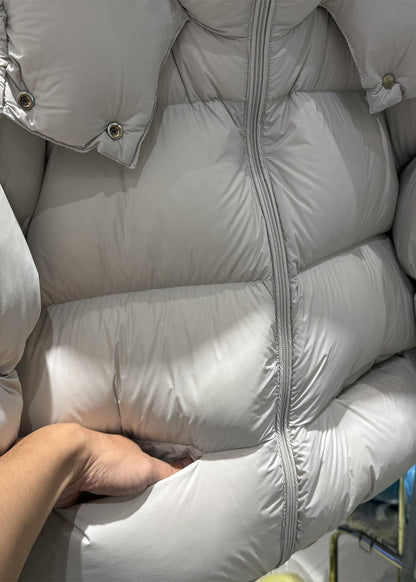 Beige Loose Warm Duck Down Winter Coats Hooded Winter
