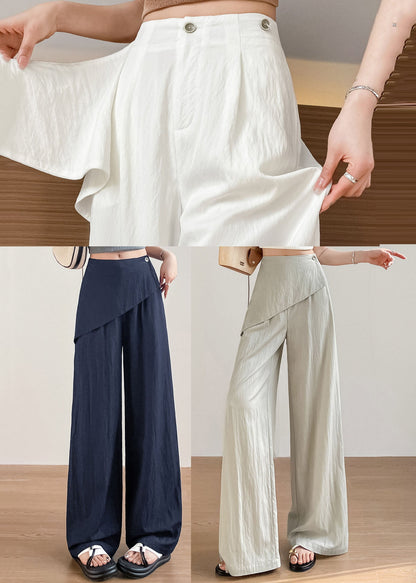 Beige Patchwork Cotton Fake Two Piece Pants Asymmetrical Fall