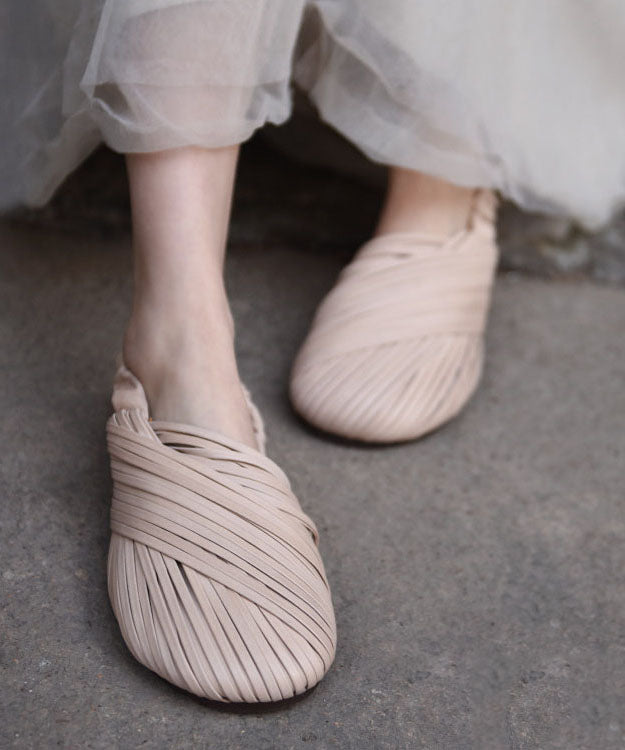 Beige Sandals Cowhide Leather Soft Sandals