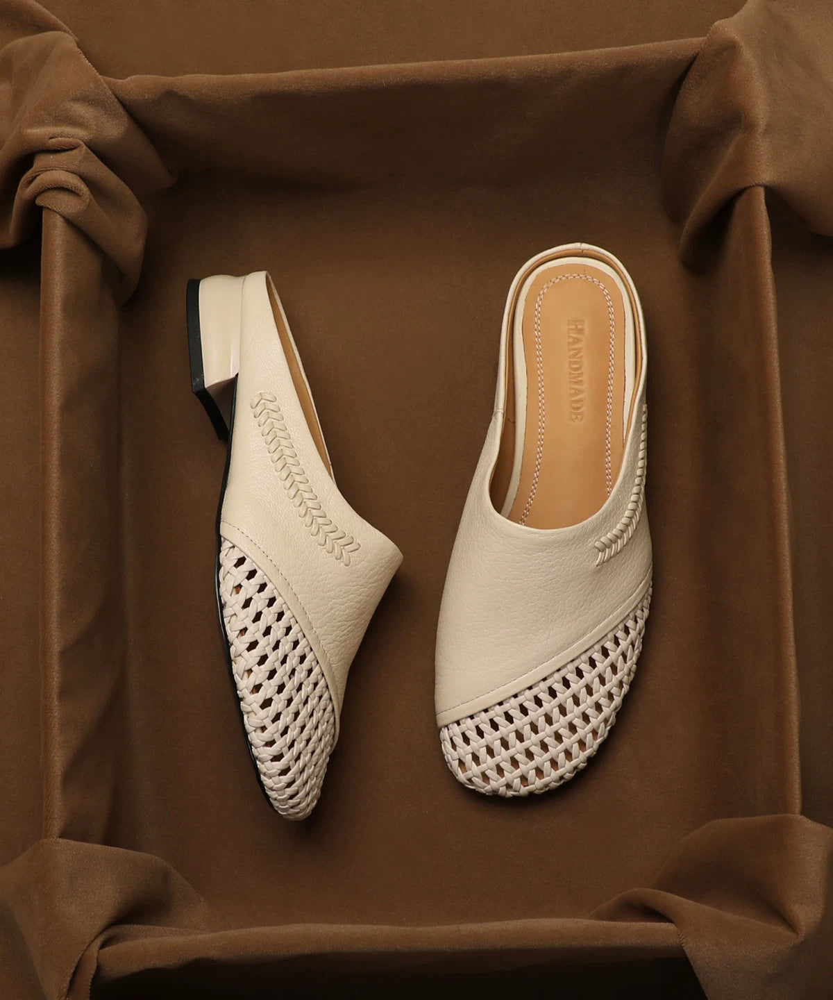 Beige Sheepskin Casual Splicing Slide Sandals Hollow Out