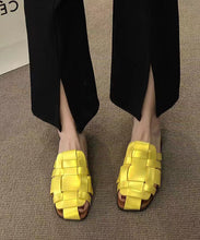 Load image into Gallery viewer, Beige Slide Sandals Faux Leather Vintage Hollow Out Splicing