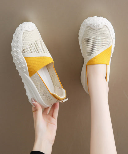Beige Splicing Flat Feet Shoes Hollow Out Flat Feet Shoes