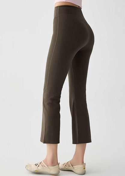 Best Brown Tummy Control Capri Leggings Athletic Leggings