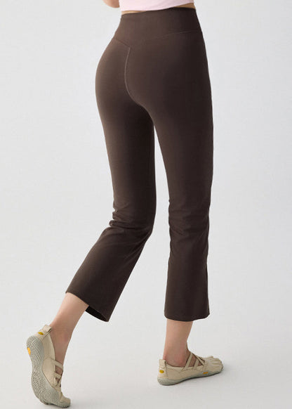 Best Brown Tummy Control Capri Leggings Athletic Leggings