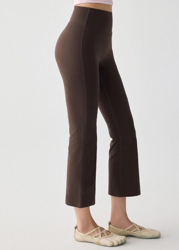 Best Brown Tummy Control Capri Leggings Athletic Leggings