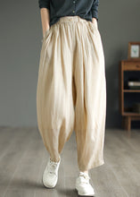Load image into Gallery viewer, Black Casual Pockets Linen Pants Elastic Waist Summer