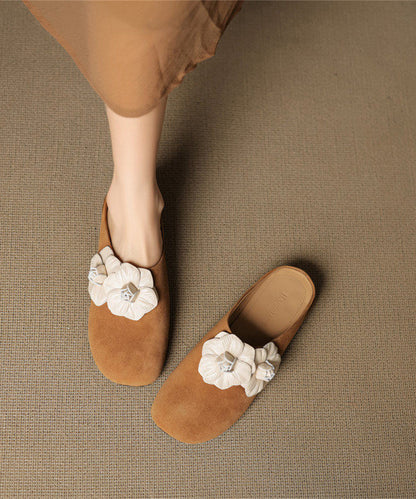 Black Chic Suede Splicing Slide Sandals Floral