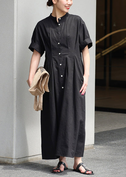 Black Cotton Maxi Dresses Oversized Summer