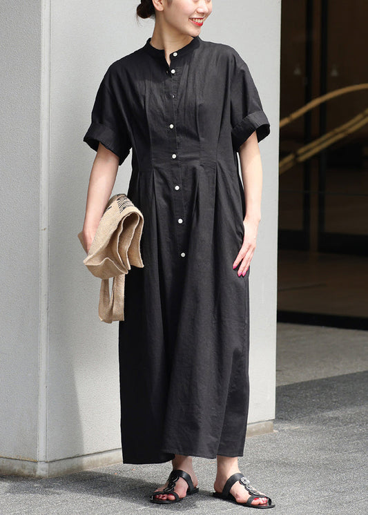 Black Cotton Maxi Dresses Oversized Summer