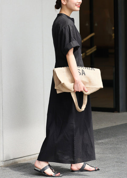 Black Cotton Maxi Dresses Oversized Summer