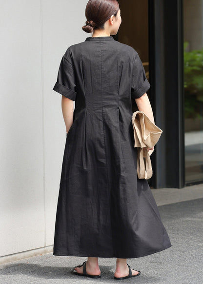 Black Cotton Maxi Dresses Oversized Summer