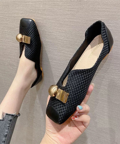 Black Faux Leather Penny Loafers Women Splicing