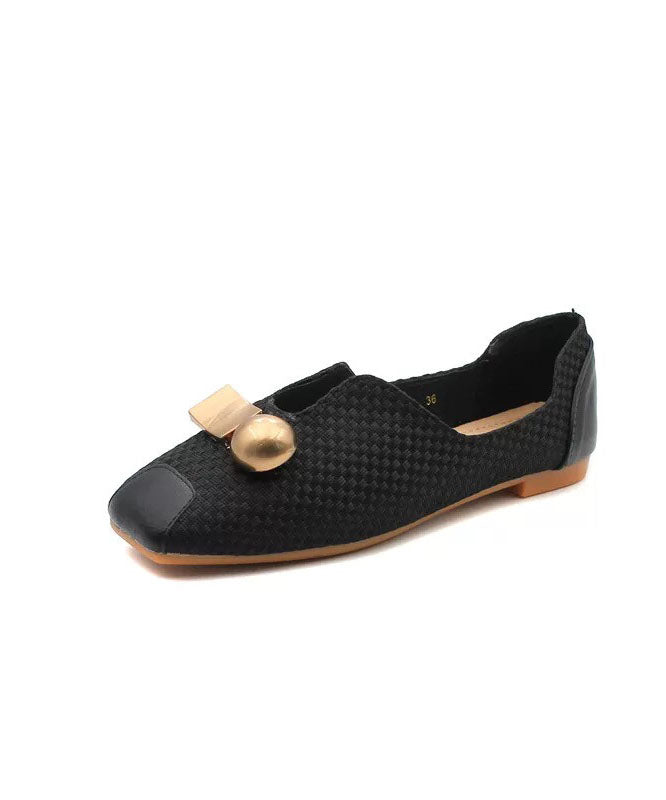 Black Faux Leather Penny Loafers Women Splicing