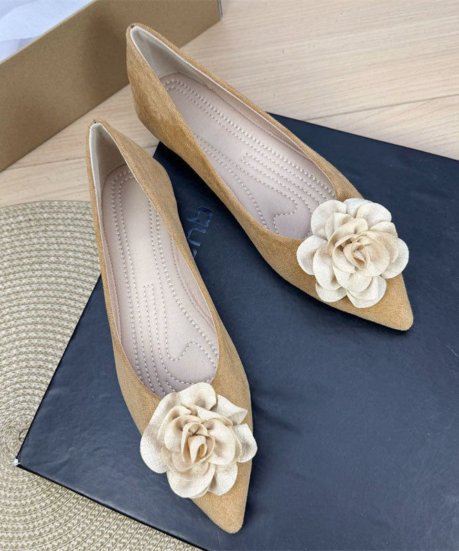 Black Flat Shoes For Women Splicing Floral Pointed Toe Plus Size