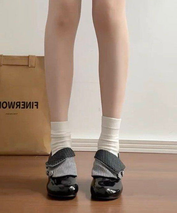 Black High Heels Splicing Chunky High Heels