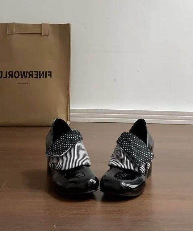 Black High Heels Splicing Chunky High Heels