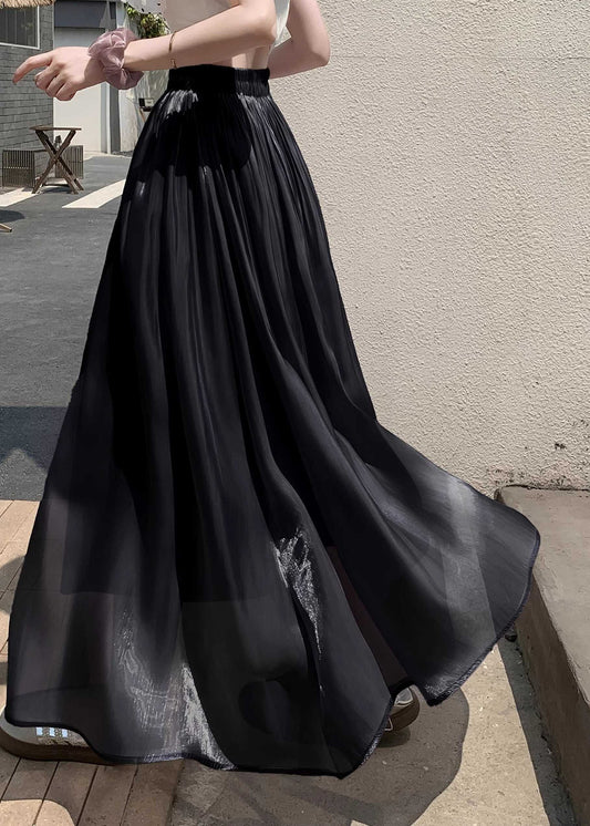 Black High Waist Patchwork Solid Maxi Skirts