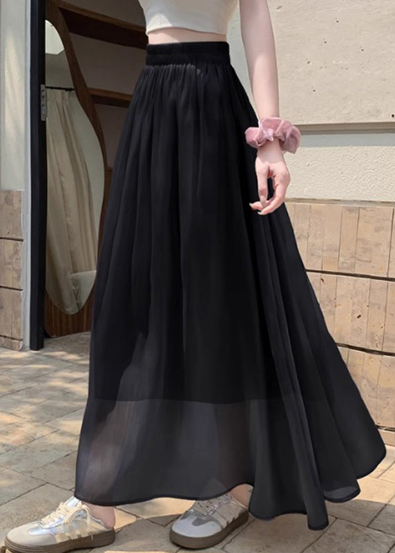 Black High Waist Patchwork Solid Maxi Skirts