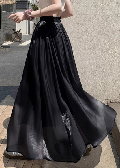 Black High Waist Patchwork Solid Maxi Skirts