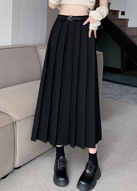 Black High Waist Solid A Line Skirts