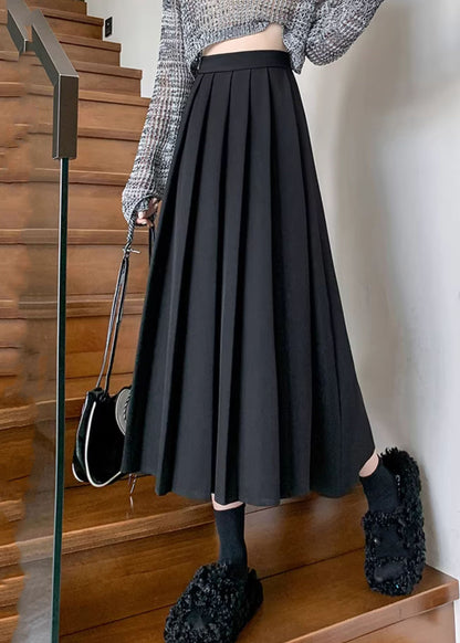 Black High Waist Solid A Line Skirts
