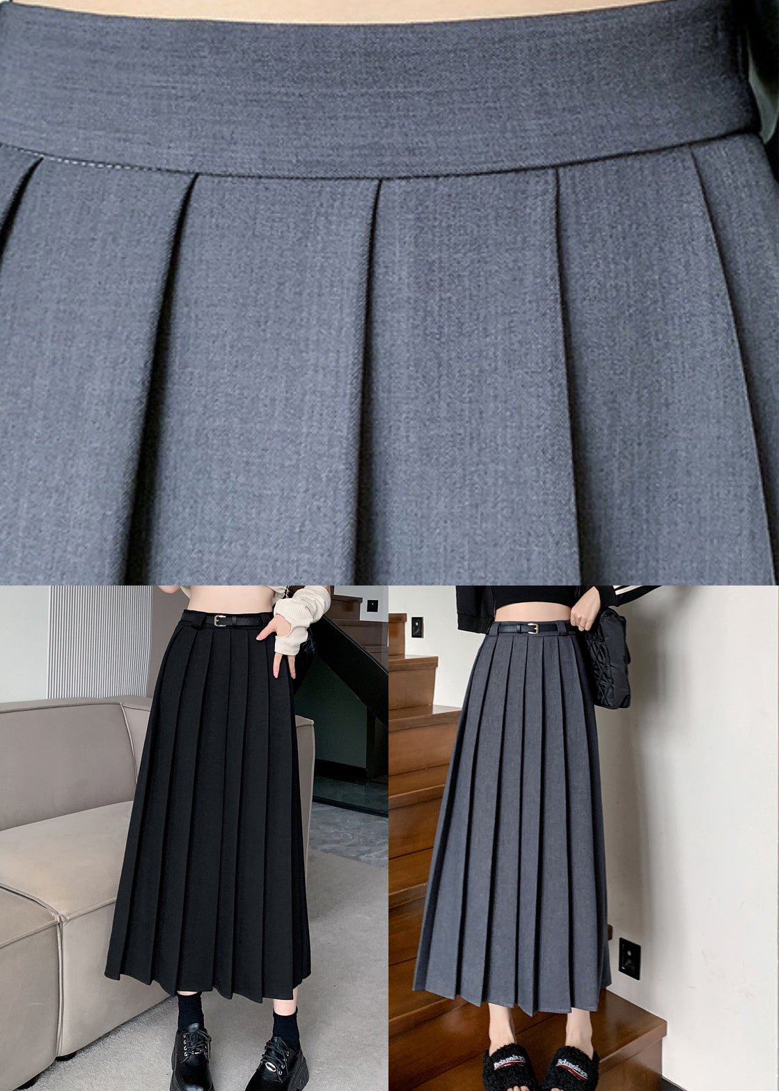 Black High Waist Solid A Line Skirts