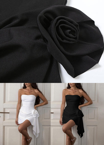 Black High Waist Solid Dresses Cold Shoulder Summer