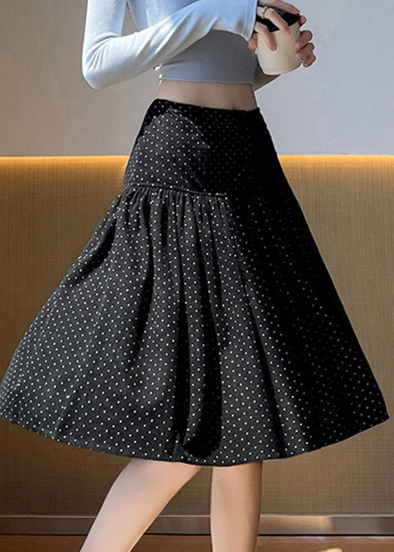 Black High Waist Wrinkled Corduroy A Line Skirt