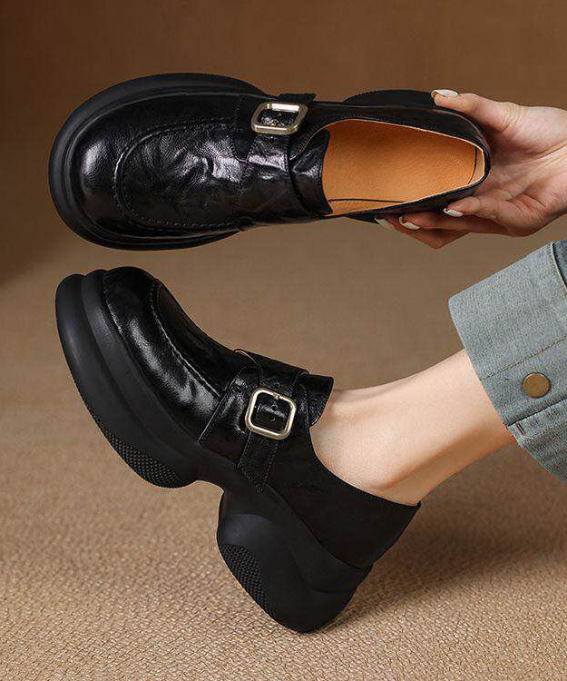 Black Loafers Platform Loafers For Women
