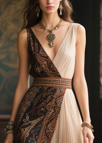 Black Patchwork Chiffon Weekend Dresses Asymmetrical Wrinkled Summer