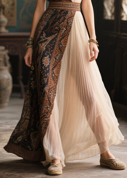 Black Patchwork Chiffon Weekend Dresses Asymmetrical Wrinkled Summer