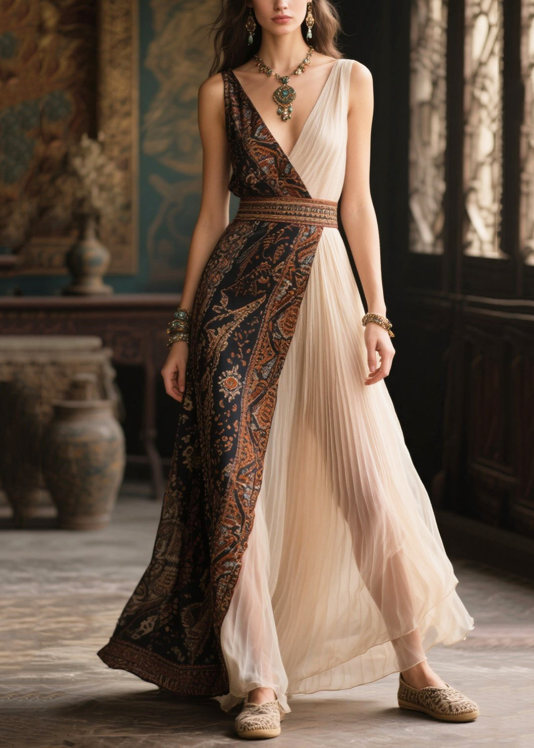 Black Patchwork Chiffon Weekend Dresses Asymmetrical Wrinkled Summer