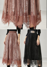 Load image into Gallery viewer, Black Patchwork Silk Velvet Pleated Skirts Exra Large Hem Spring