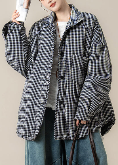 Black Pockets Button Warm Parkas Lanter Sleeve