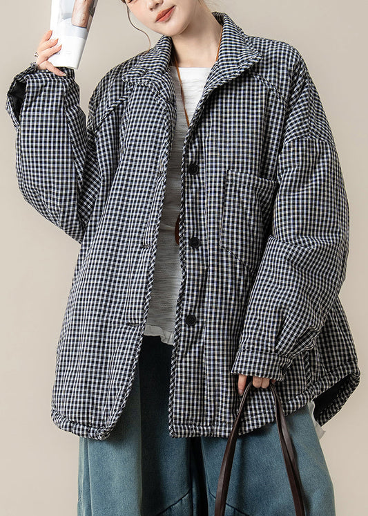 Black Pockets Button Warm Parkas Lanter Sleeve