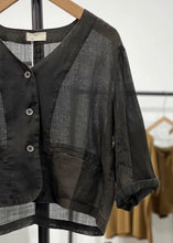 Load image into Gallery viewer, Black Pockets Solid Linen Cardigan V Neck Long Sleeve