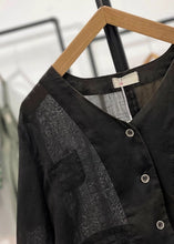 Load image into Gallery viewer, Black Pockets Solid Linen Cardigan V Neck Long Sleeve