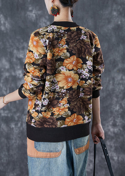 Black Print Warm Knit Sweaters Button Down Winter