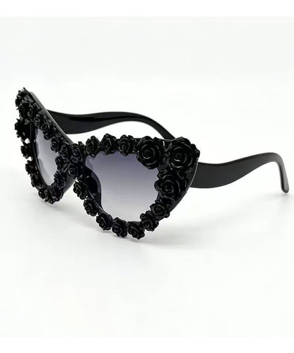Black Rose Cat Eye Vacation Summer Beach Sunglasses