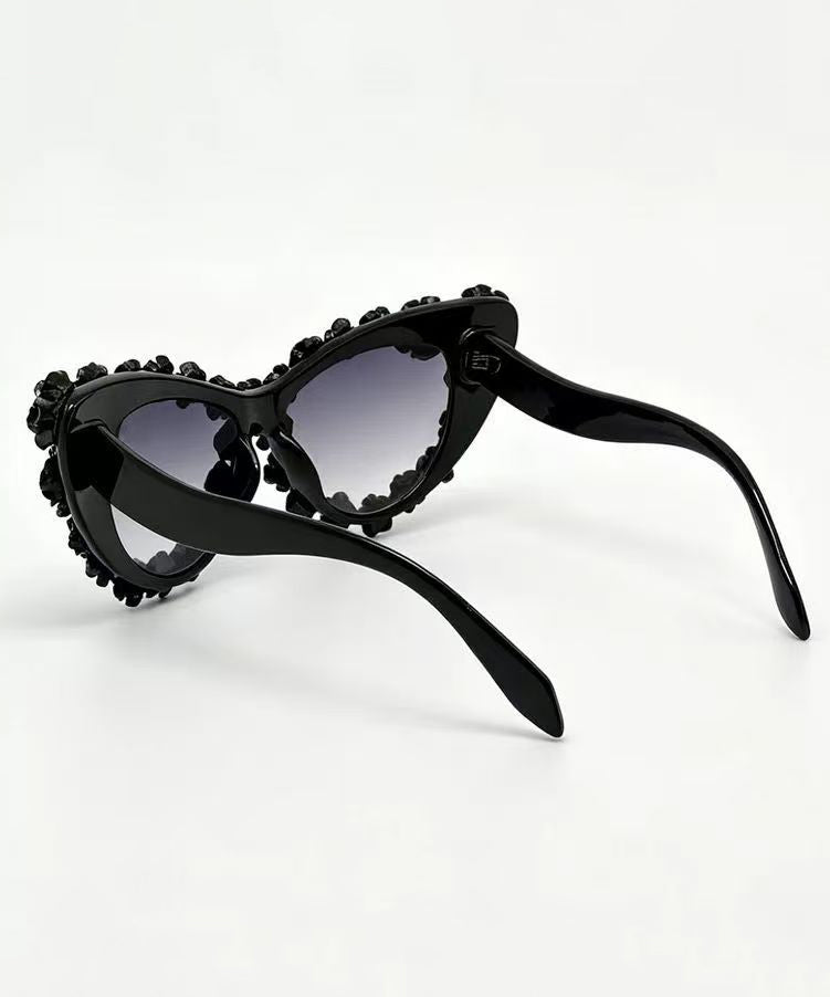 Black Rose Cat Eye Vacation Summer Beach Sunglasses