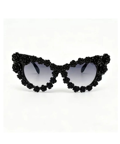 Black Rose Cat Eye Vacation Summer Beach Sunglasses
