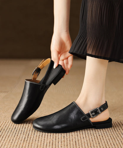 Black Sandals Faux Leather Comfortable Women Sandals
