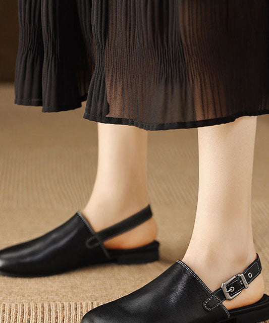 Black Sandals Faux Leather Comfortable Women Sandals