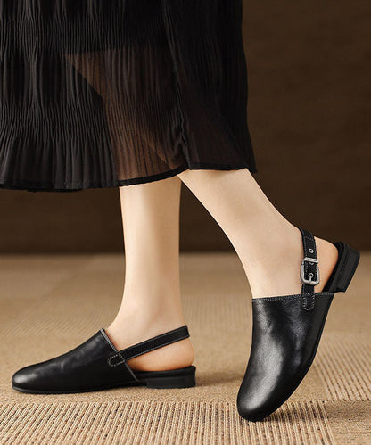 Black Sandals Faux Leather Comfortable Women Sandals