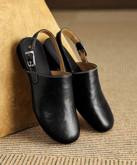Black Sandals Faux Leather Comfortable Women Sandals