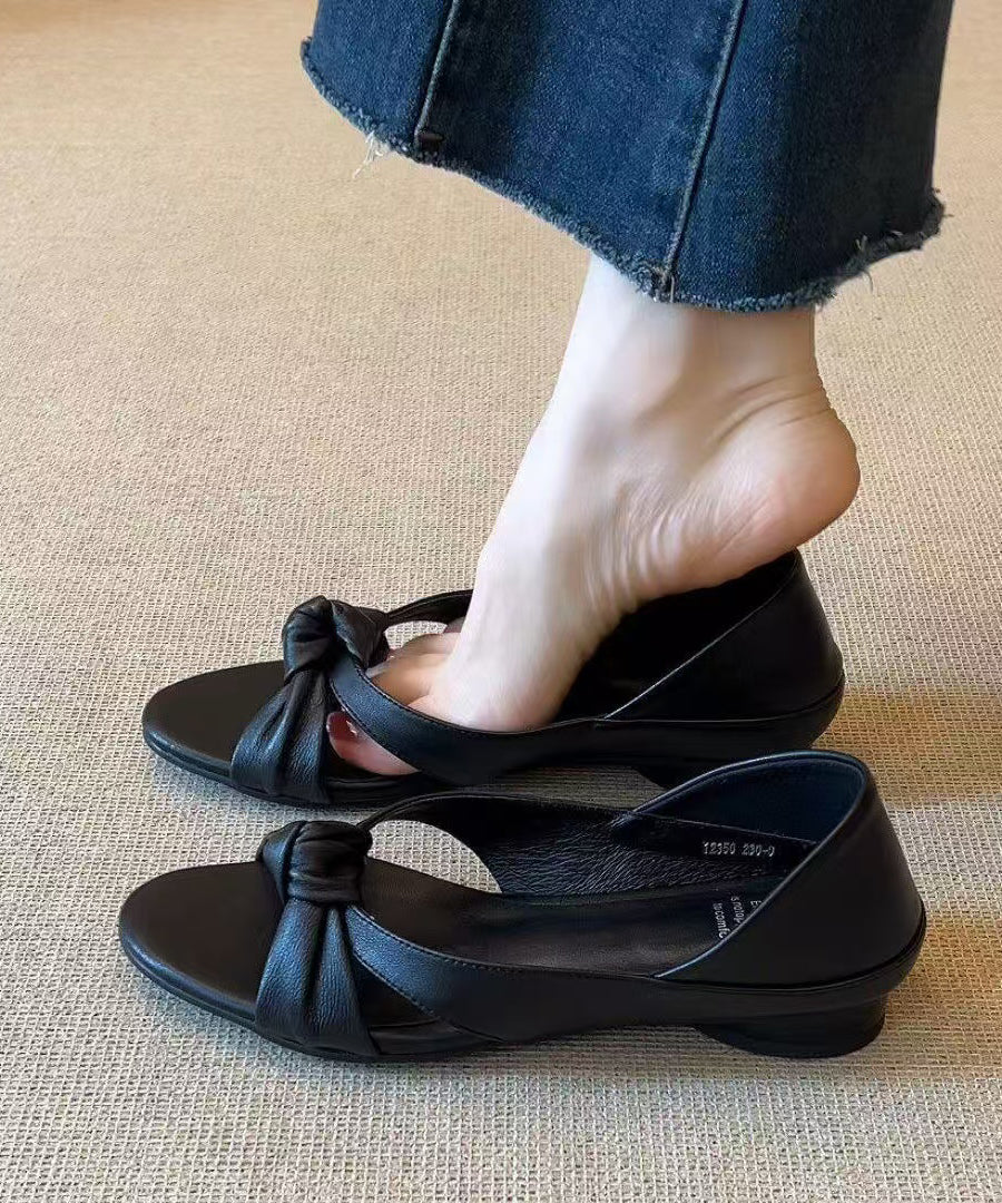 Black Sandals Faux Leather DIY Hollow Out Sandals