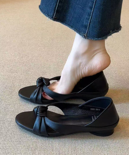 Black Sandals Faux Leather DIY Hollow Out Sandals