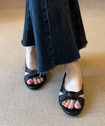 Black Sandals Faux Leather DIY Hollow Out Sandals