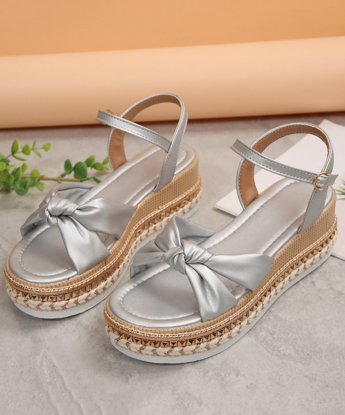 Black Sandals Platform Faux Leather Boho Splicing Peep Toe